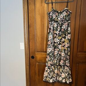 White Birch Floral Maxi Dress with Spaghetti Straps